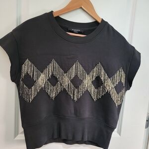 All Saints Black Top with Silver Accents S